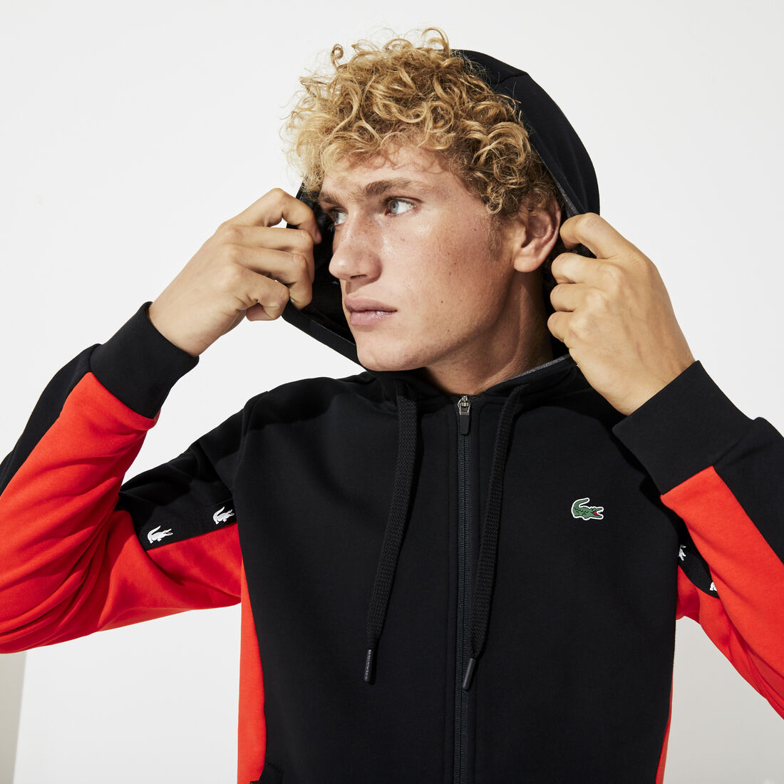 Men's Lacoste SPORT Two-Tone Fleece Hoody Sweatshirt Men's Lacoste SPORT Two-Tone Fleece Hoody Sweatshirt