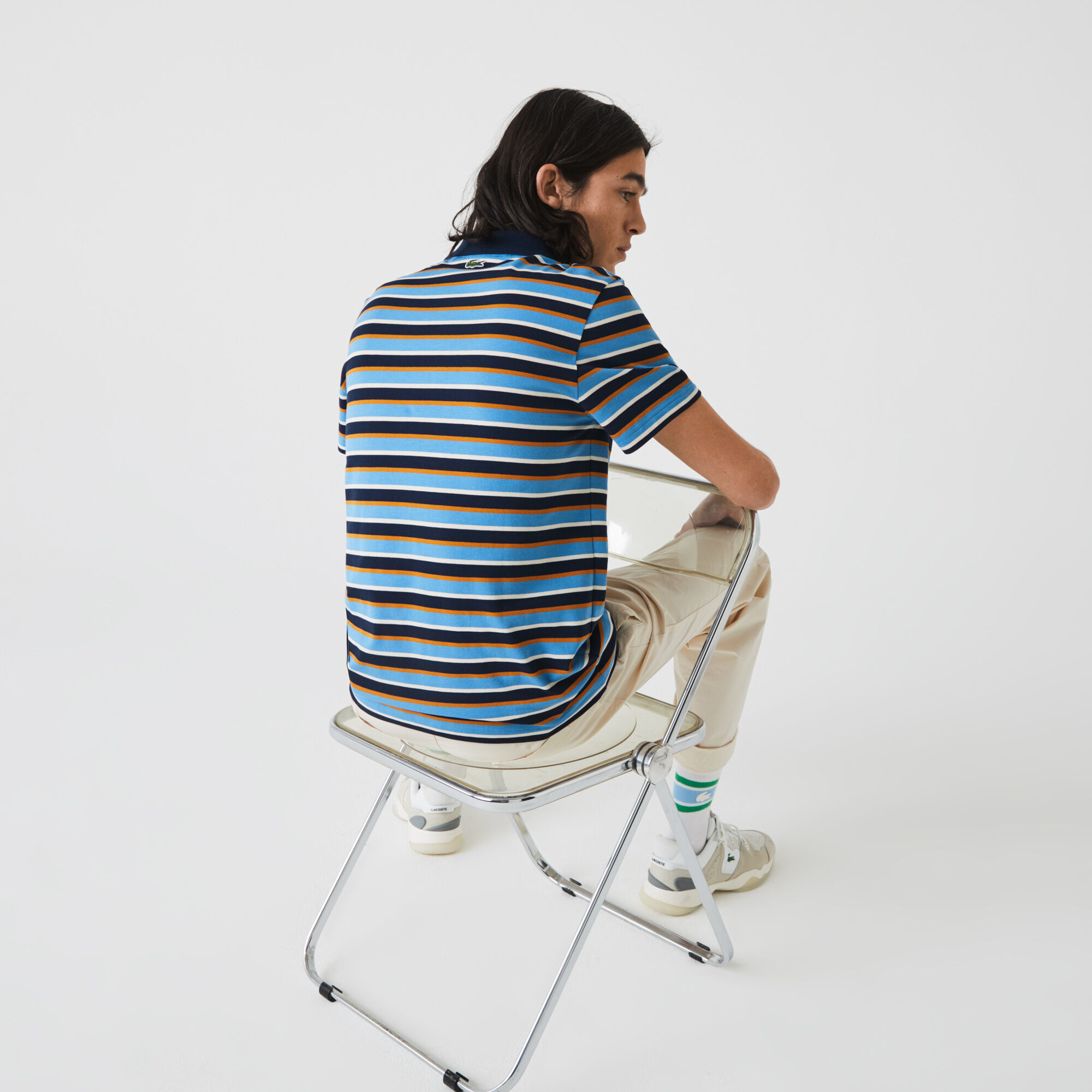 Men’s Lacoste Regular Fit Ultra-Lightweight Striped Knit Polo Shirt Men’s Lacoste Regular Fit Ultra-Lightweight Striped Knit Polo Shirt