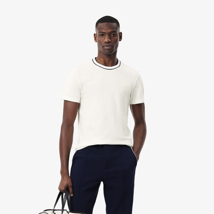 Stretch Pique Stripe Collar T-shirt