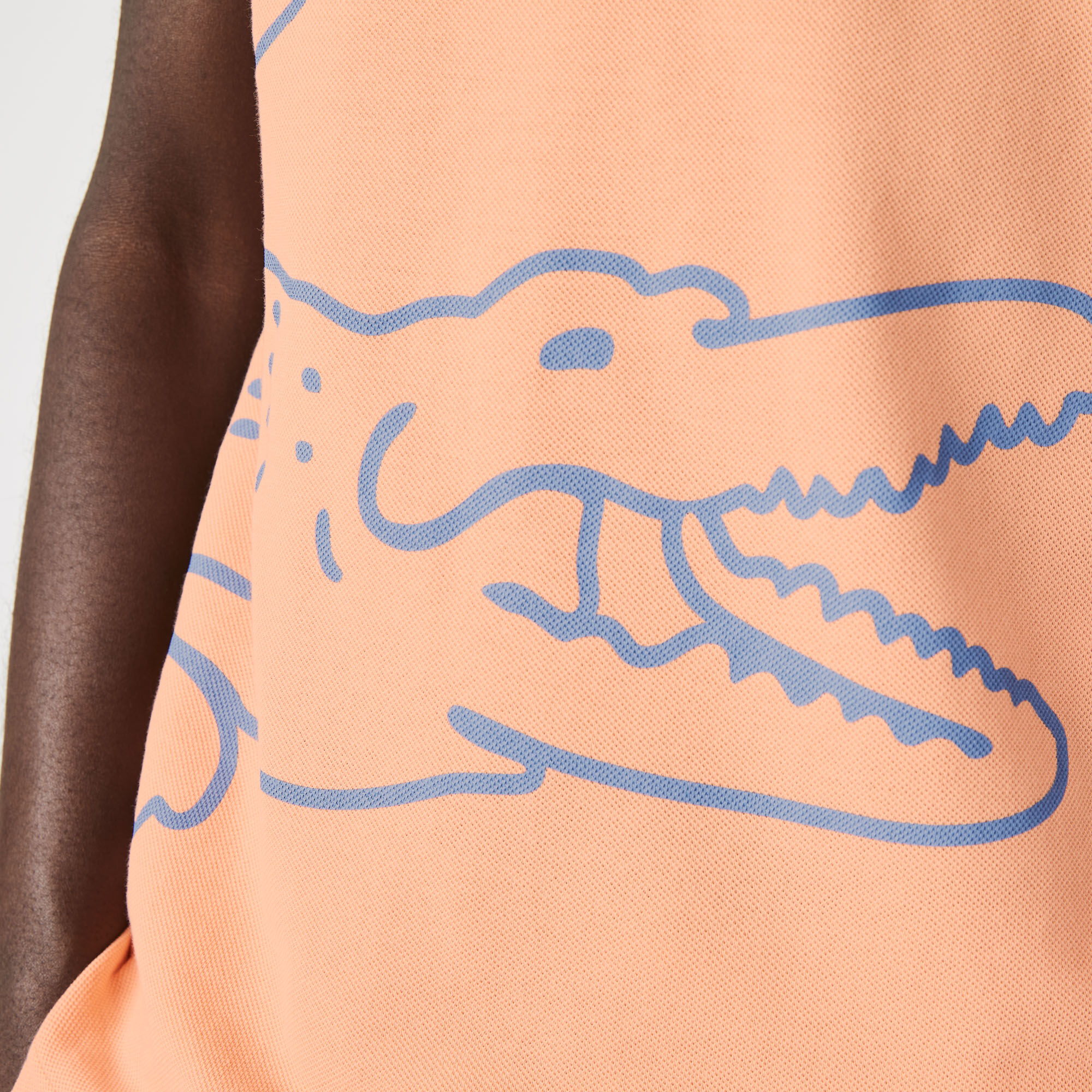قميص بولو من بيكيه القطن للرجال قصة عادية وطباعة التمساح