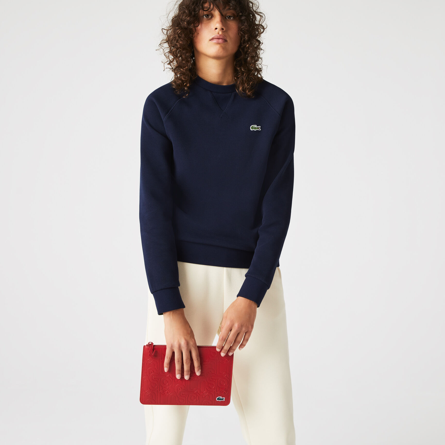 Women’s Lacoste Large Embossed Leather Zip Clutch Women’s Lacoste Large Embossed Leather Zip Clutch