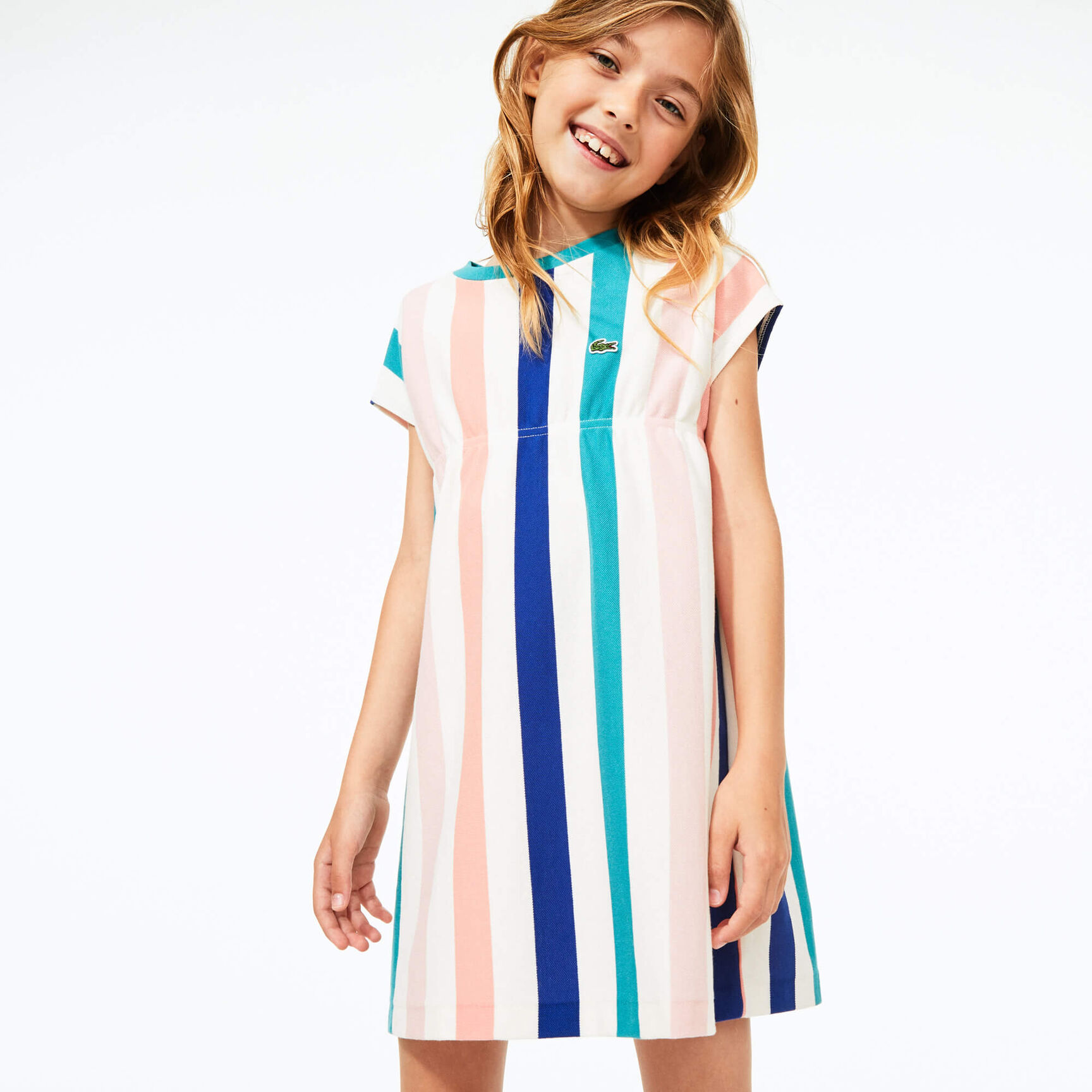 Girls' Striped Print Cotton Piqué Dress Girls' Striped Print Cotton Piqué Dress