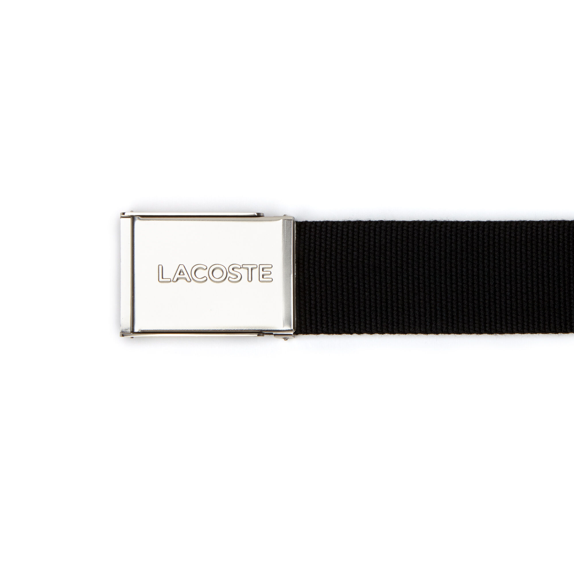 Men's Made in France Lacoste Engraved Buckle Woven Fabric Belt Men's Made in France Lacoste Engraved Buckle Woven Fabric Belt