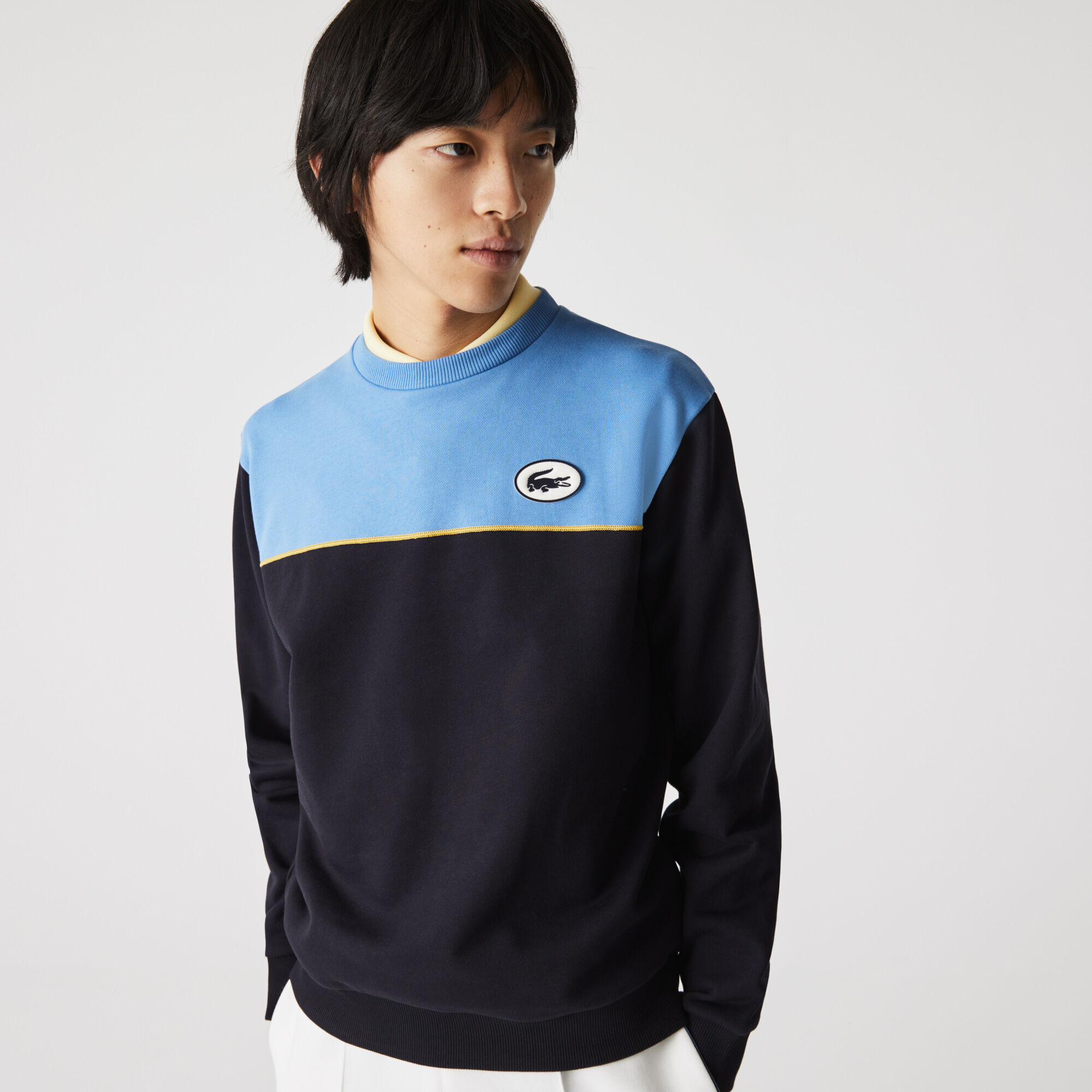 Buy Men s Heritage Badge Colorblock Cotton Fleece Sweatshirt Lacoste QA