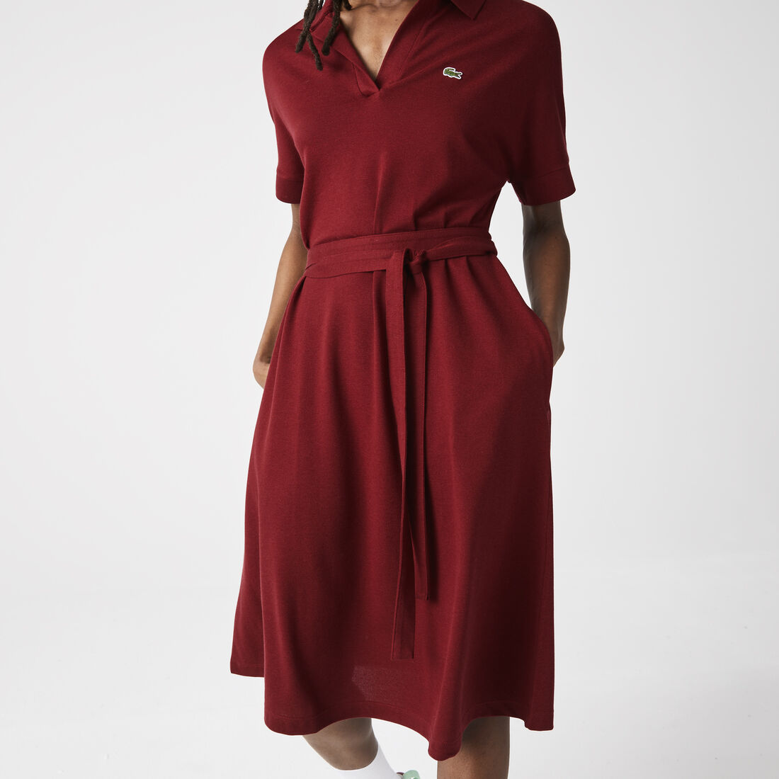 Women's Loose Fit V-neck Piqué Polo Dress Women's Loose Fit V-neck Piqué Polo Dress