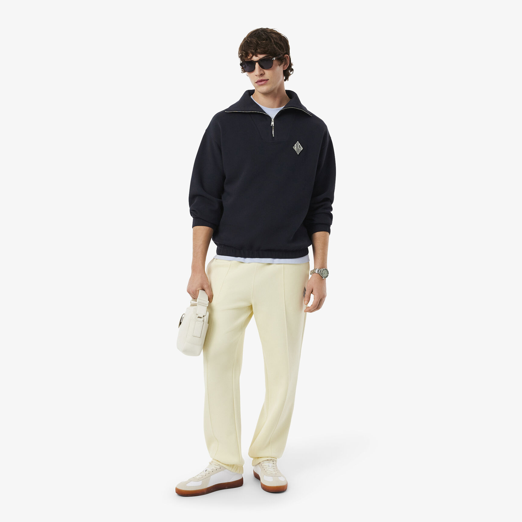 Loose Fit Zipped Neck Pique Sweatshirt Loose Fit Zipped Neck Pique Sweatshirt