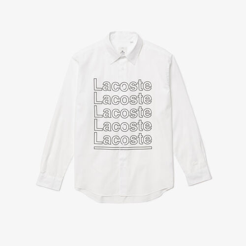 Unisex Lacoste L!ve Relaxed Fit Print Poplin Shirt