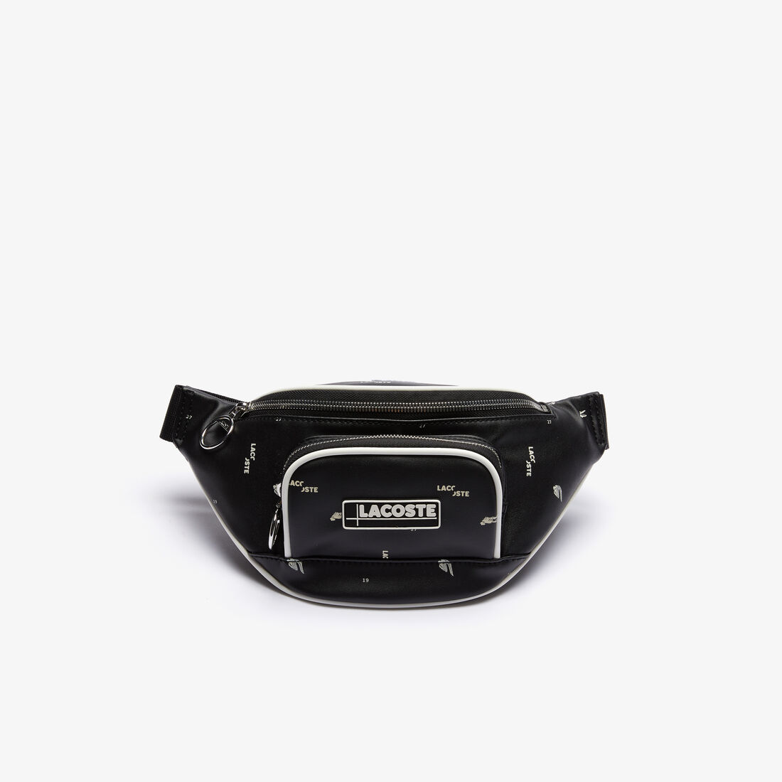 حقيبة خصر بسحاب من القماش المغلف بالبلاستيك مع طبعات بحروف Lacoste للرجال حقيبة خصر بسحاب من القماش المغلف بالبلاستيك مع طبعات بحروف Lacoste للرجال