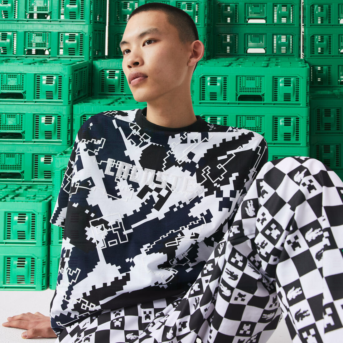 تي شيرت جيرسيه عضوي من Lacoste x Minecraft للجنسين تي شيرت جيرسيه عضوي من Lacoste x Minecraft للجنسين