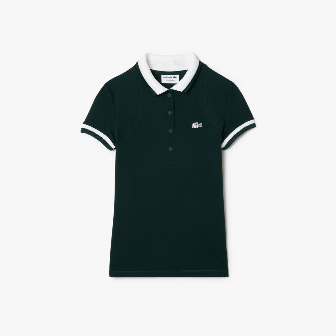 French Made Stripe Accent Pique Polo Shirt