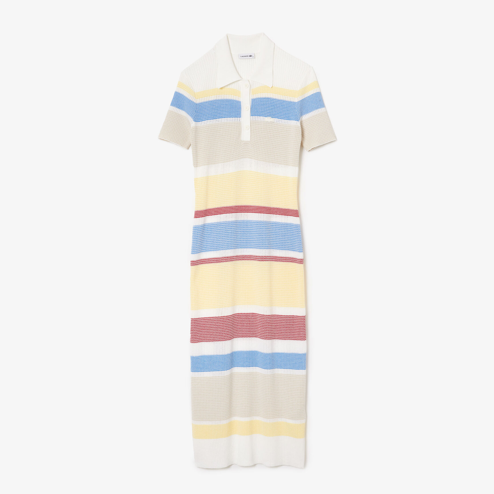 Women's Striped Cotton Knit Blend Mid-Length Polo Dress Women's Striped Cotton Knit Blend Mid-Length Polo Dress