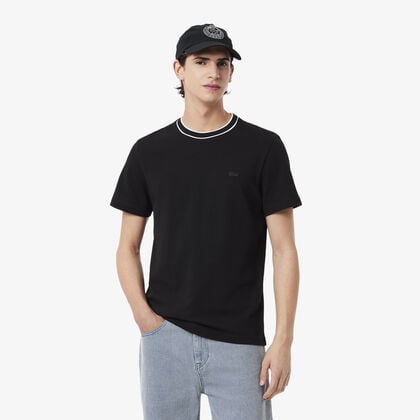 Stretch Pique Stripe Collar T-shirt