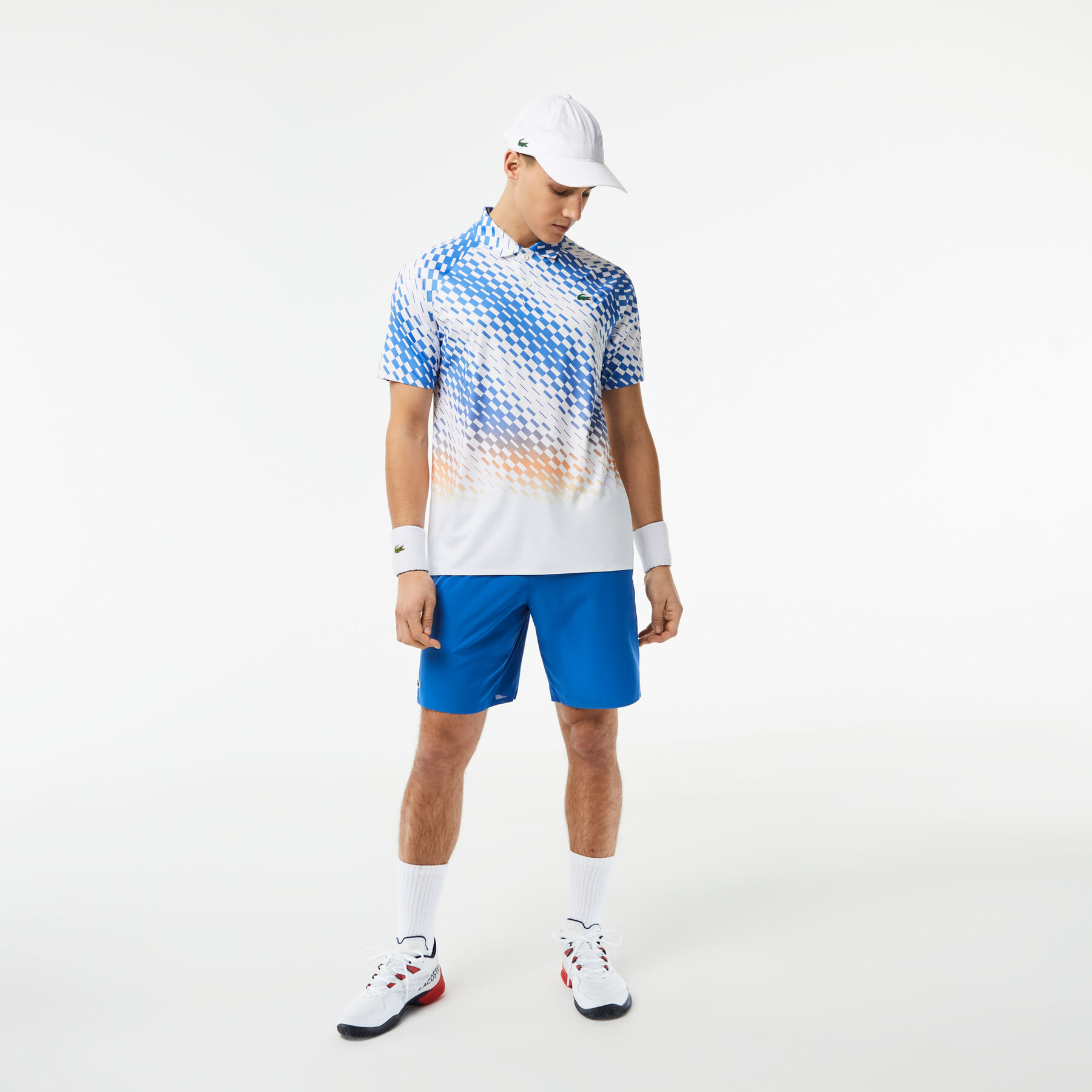 لاكوست تيشيرت بولو مزين بنقشة مربعات للرجال مجموعة lacoste tennis x novak djokovic