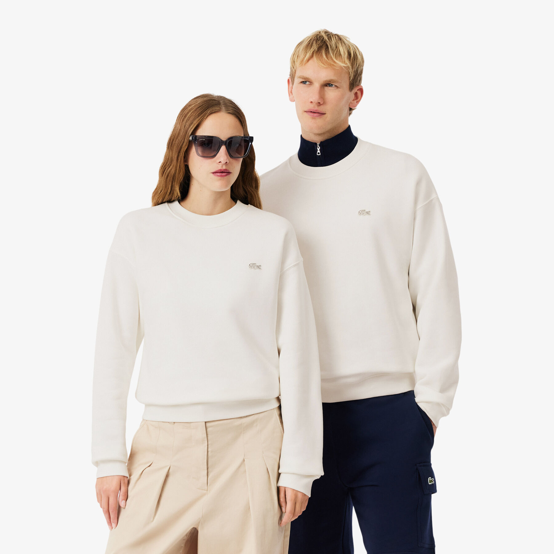 lacoste loose fit heavy fleece sweatshirt