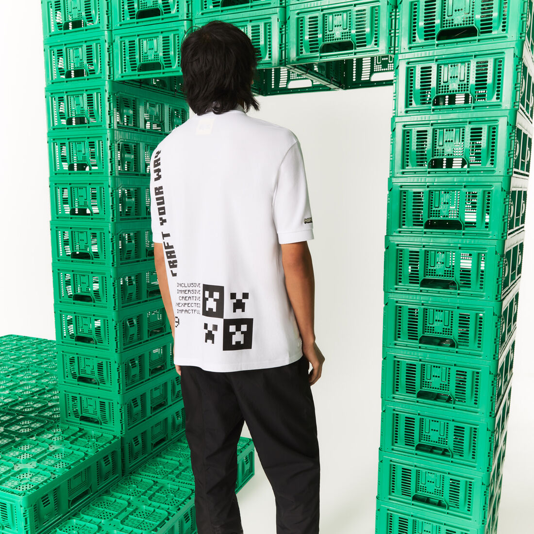تيشيرت بولو قطن عضوي بقصة فضفاضة للرجال مجموعة Lacoste L!VE x Minecraft تيشيرت بولو قطن عضوي بقصة فضفاضة للرجال مجموعة Lacoste L!VE x Minecraft