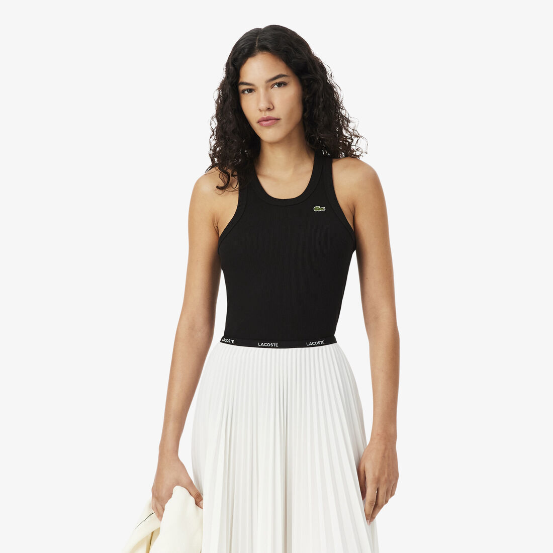 lacoste slim fit ribbed cotton tank top