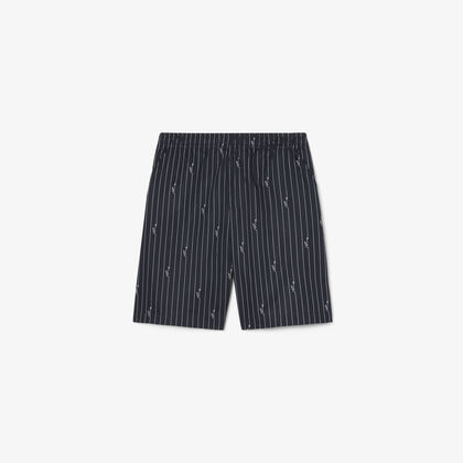 Crocodile Print Stripe Cotton Shorts