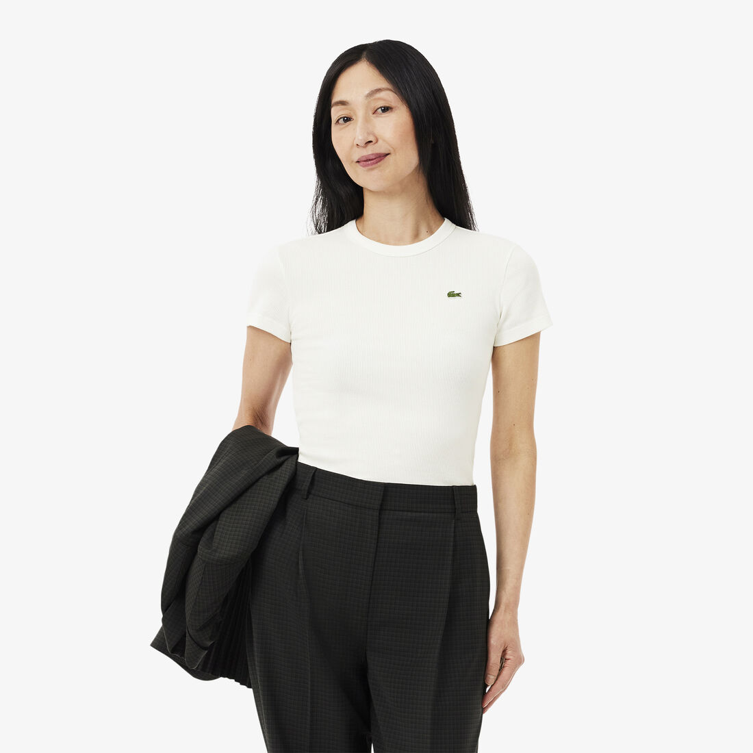 Slim Fit Ribbed Cotton T-shirt
