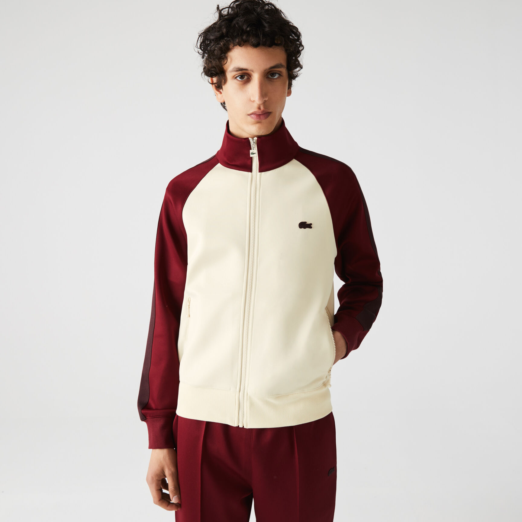 Men's Colorblock Zippered High Neck Cotton Blend Sweatshirt Men's Colorblock Zippered High Neck Cotton Blend Sweatshirt