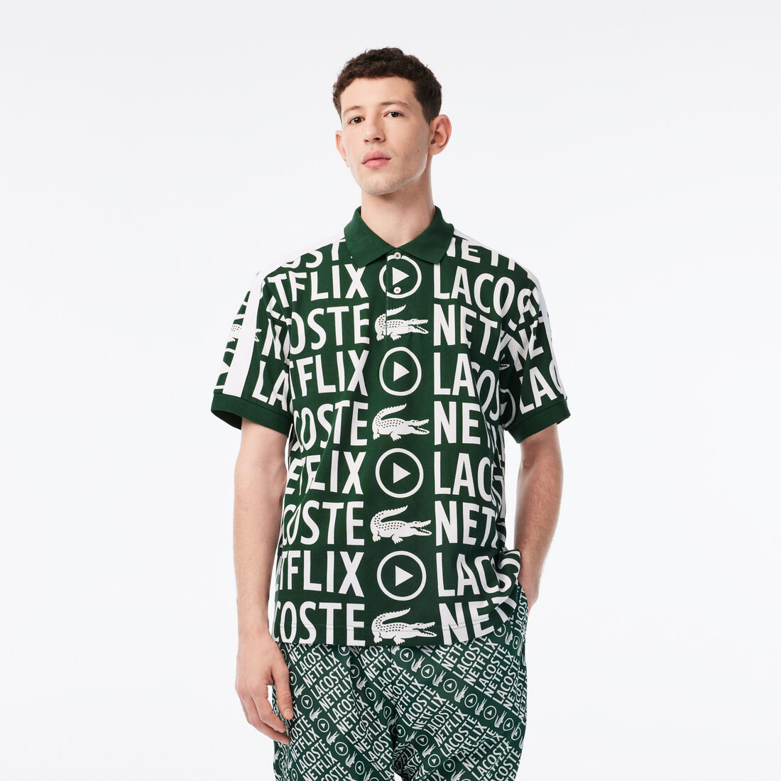 Men’s Lacoste x Netflix Loose Fit Organic Cotton Print Polo Shirt