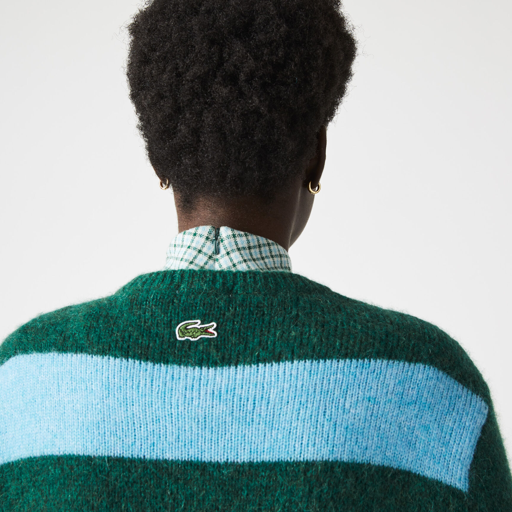 Unisex Lacoste L!VE Badge Striped Wool Blend Sweater Unisex Lacoste L!VE Badge Striped Wool Blend Sweater