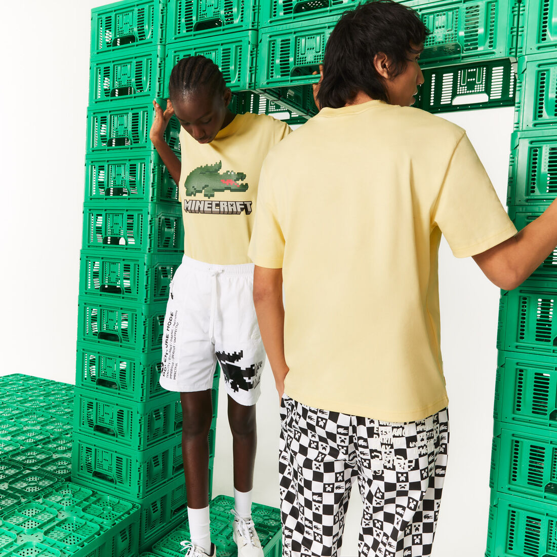 تيشيرت مطبوع قطن عضوي للجنسين مجموعة Lacoste x Minecraft تيشيرت مطبوع قطن عضوي للجنسين مجموعة Lacoste x Minecraft