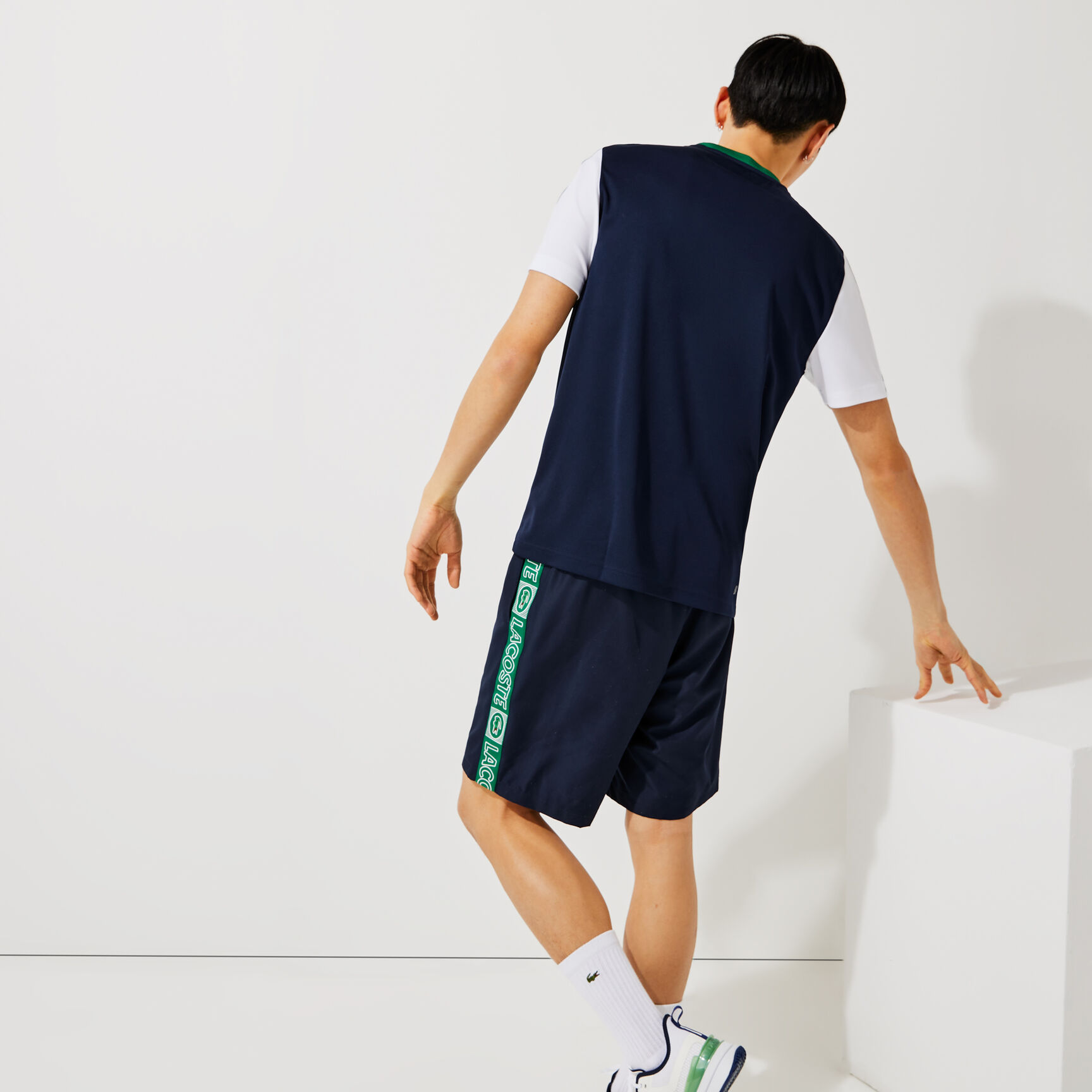 تيشيرت بيكيه بأشرطة شعار الماركة للرجال مجموعة Lacoste SPORT