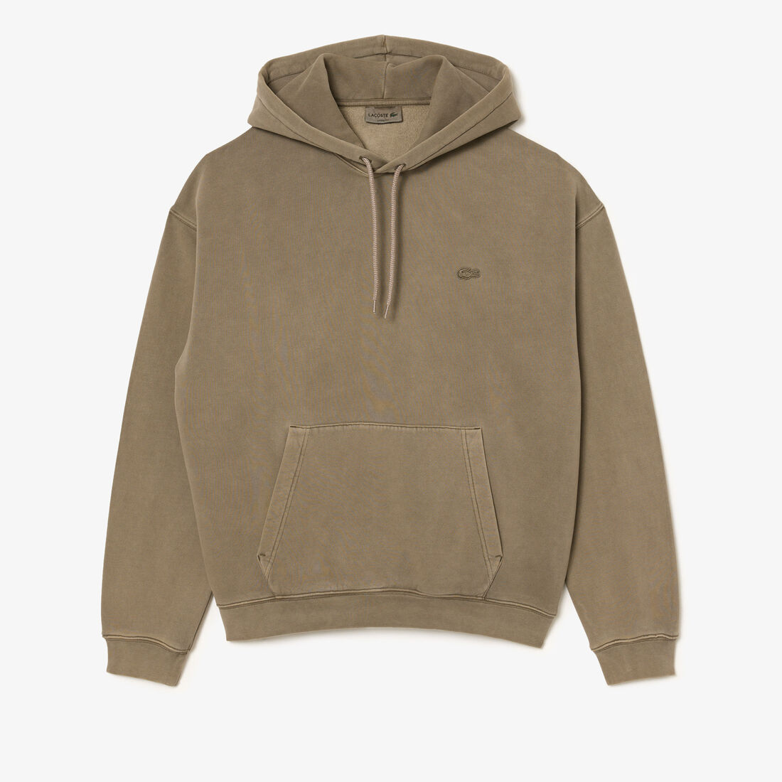 سويت شيرت فلانيل بقصّة كلاسيكية مزين بشريط يحمل كلمة Lacoste للرجال