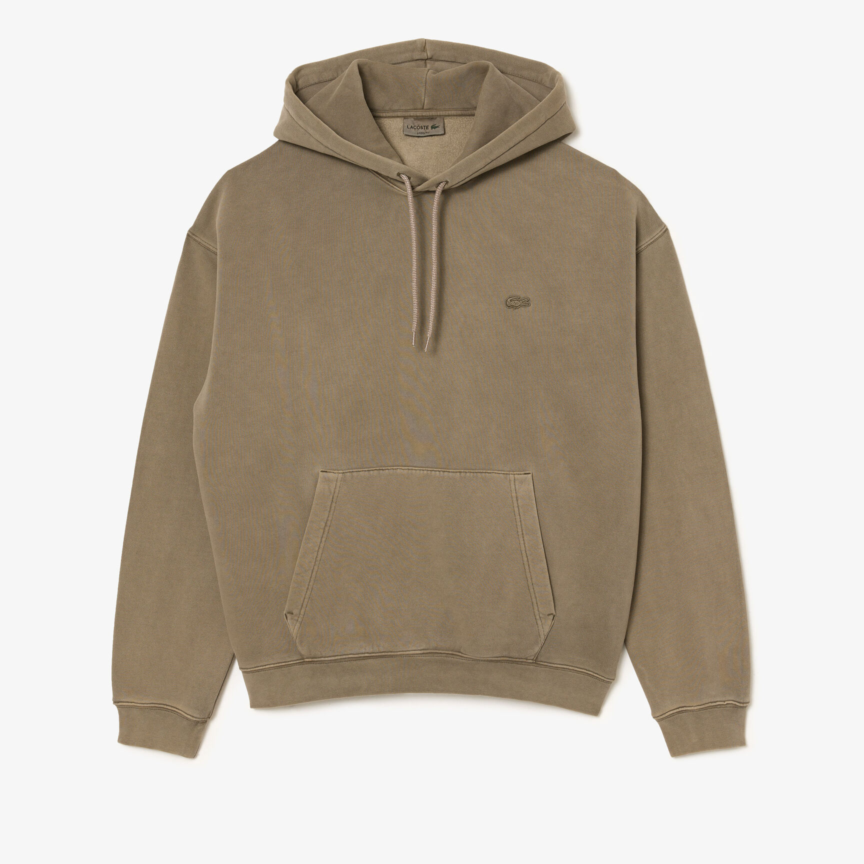 سويت شيرت فلانيل بقصّة كلاسيكية مزين بشريط يحمل كلمة Lacoste للرجال