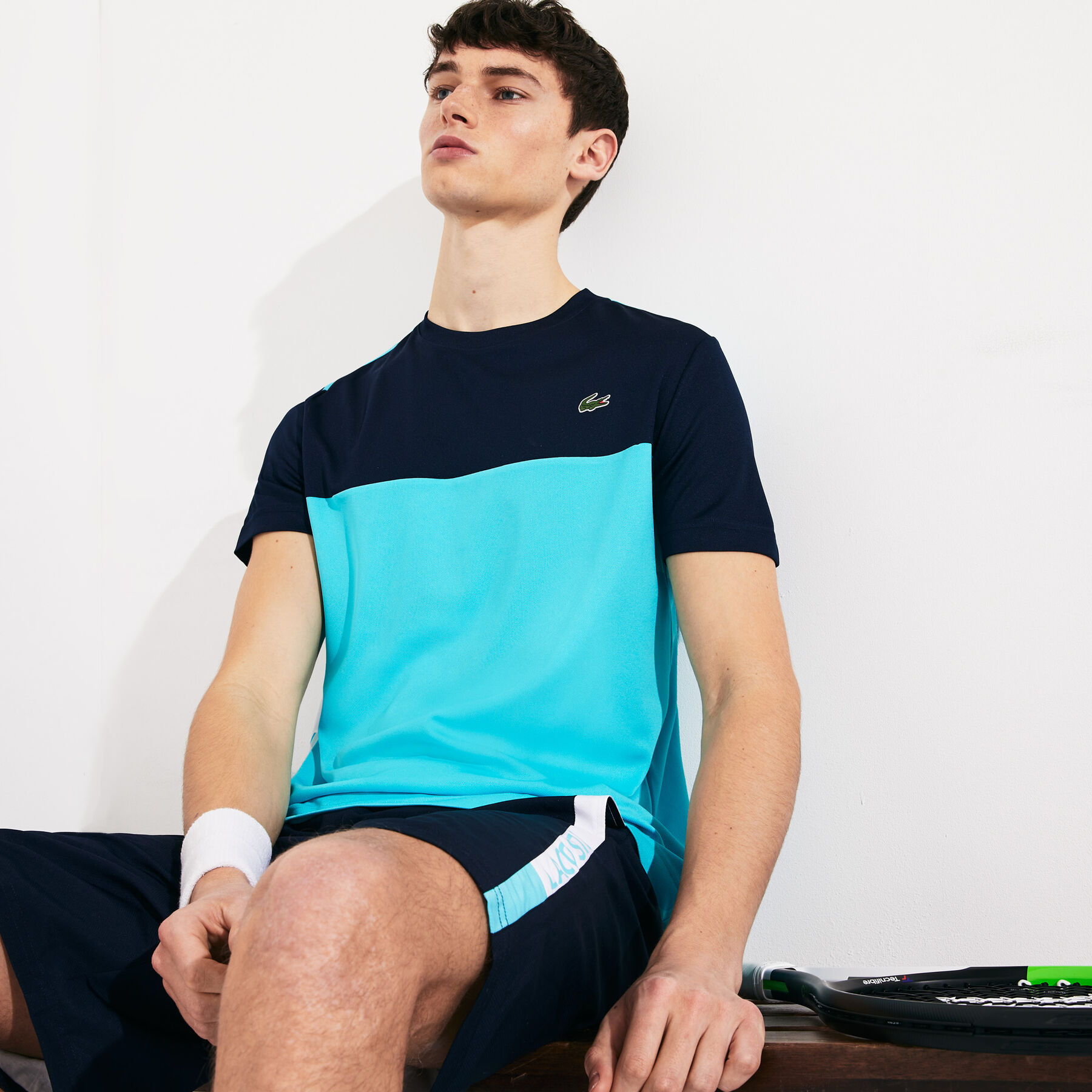 لاكوست قميص تي شيرت من البيكيه المسامي متعدد الألوان من مجموعة lacoste sport للرجال