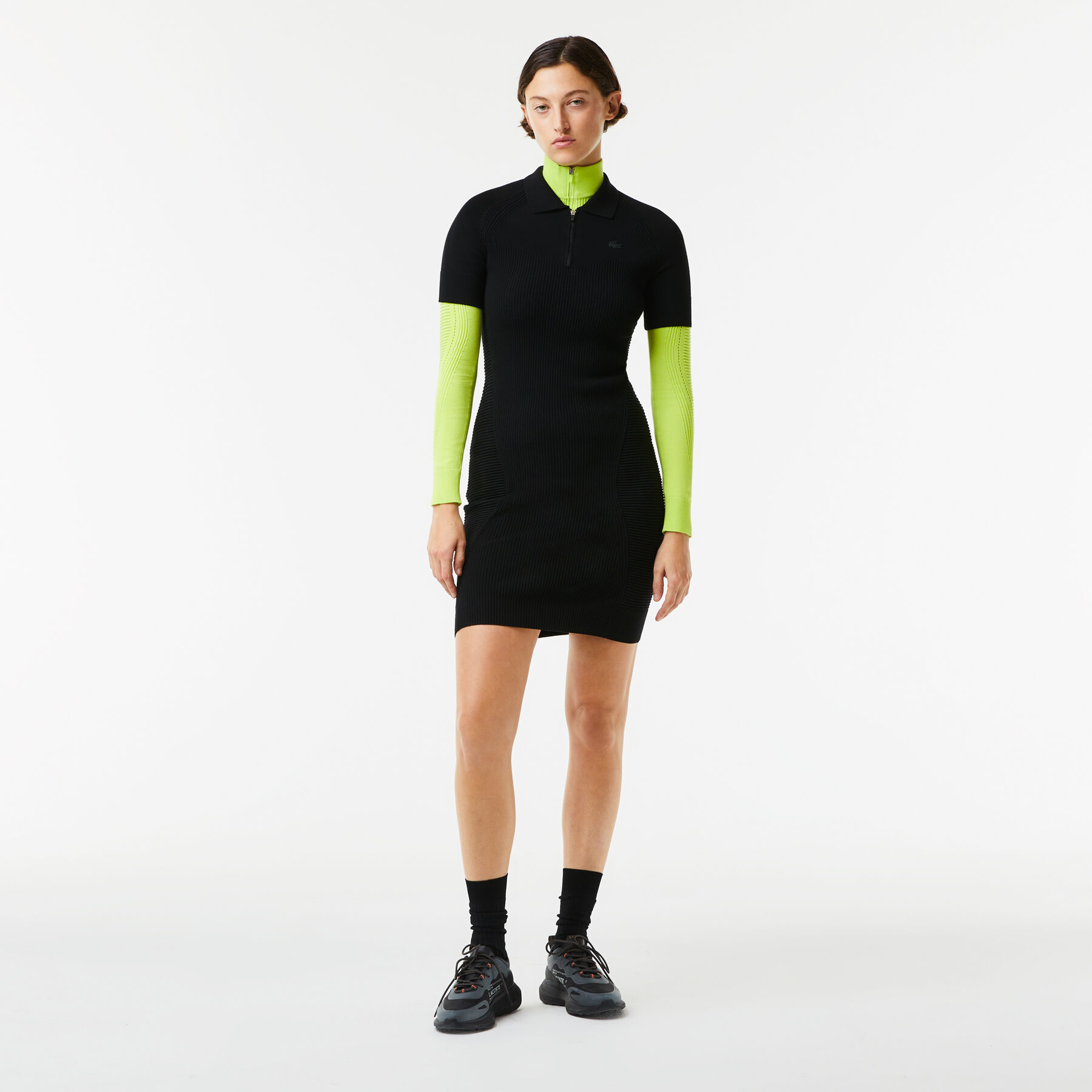 Women's Lacoste Knit Details Front Zip Dress women s lacoste knit details front zip dress