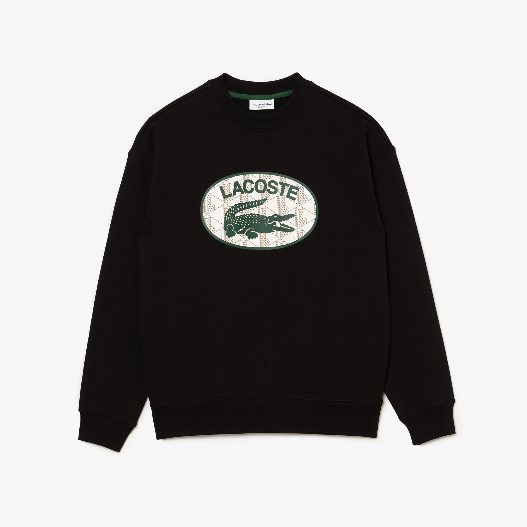 lacoste men s loose fit branded monogram print sweatshirt