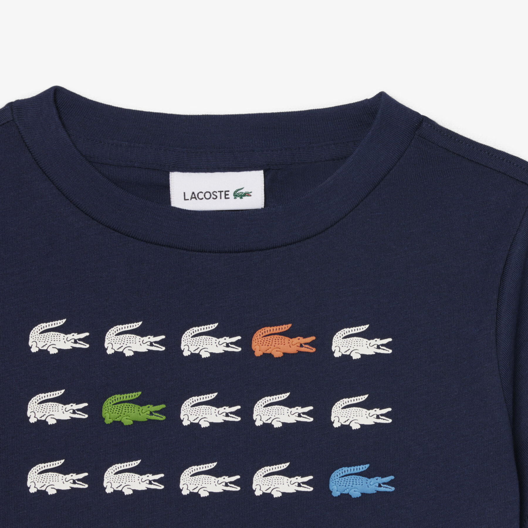 lacoste crocodile print cotton t shirt
