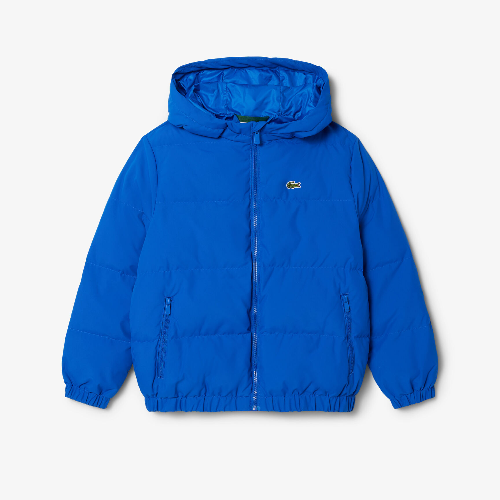 سترة منتفخة بغطاء رأس مع جلد تمساح في الخلف سترة منتفخة بغطاء رأس مع جلد تمساح في الخلف