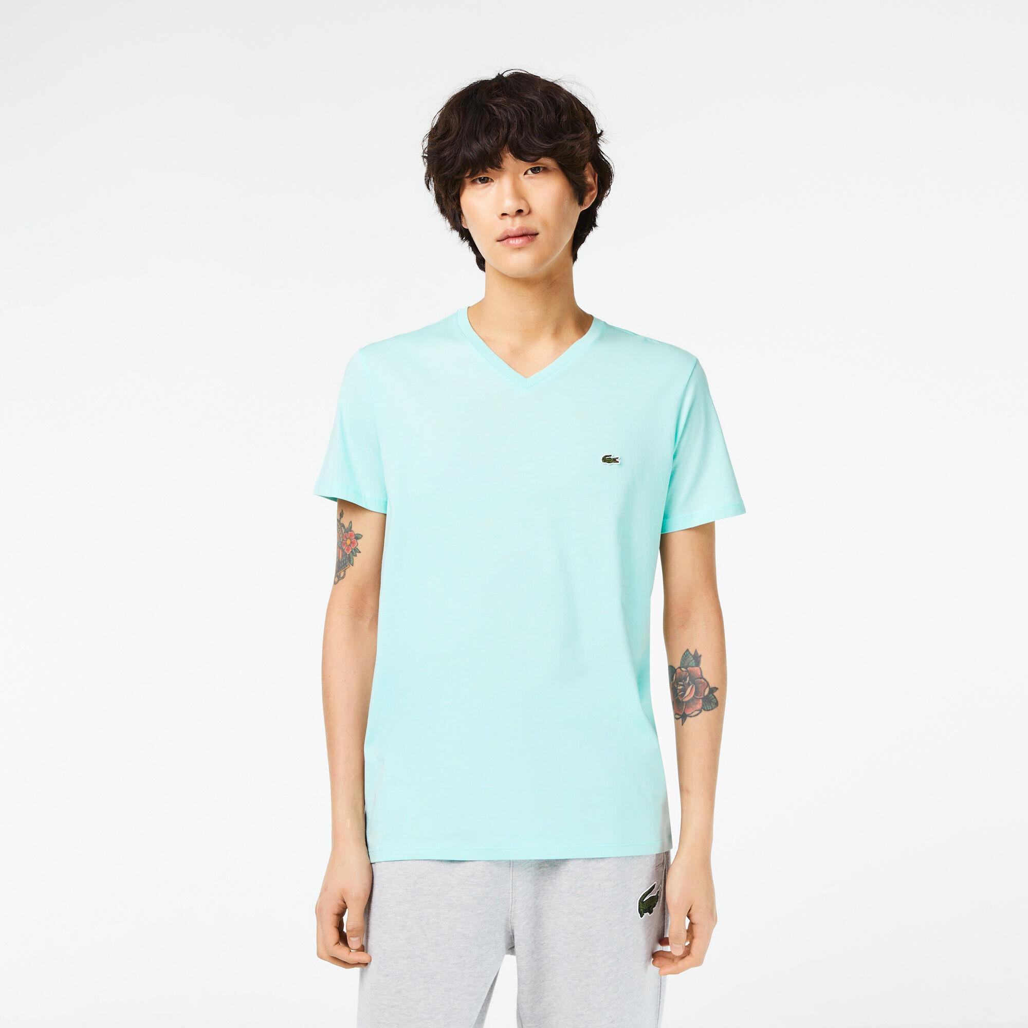 Buy Men s V neck Pima Cotton Jersey T shirt Lacoste QA