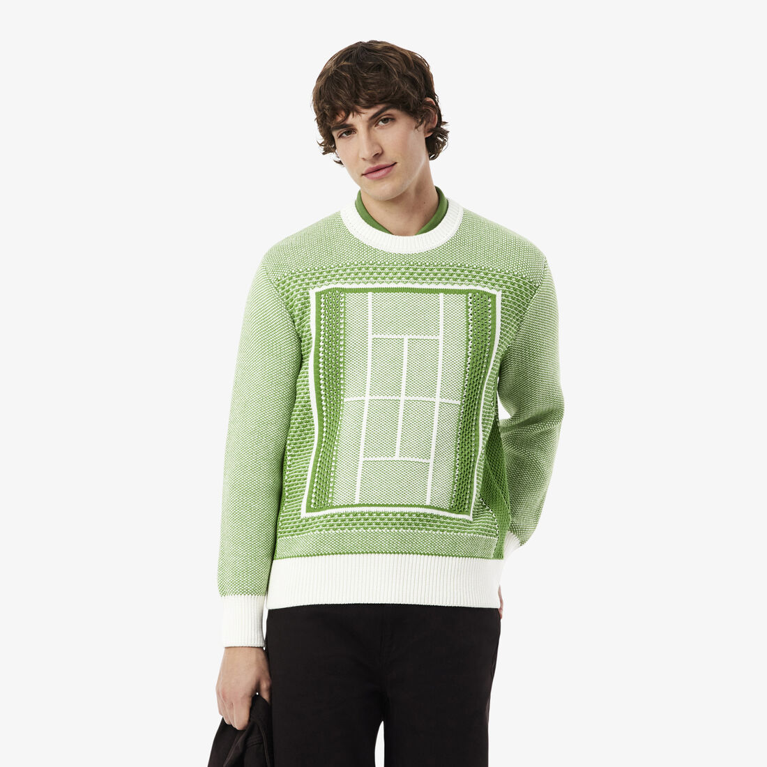 Tennis Court Graphic Jacquard Sweater