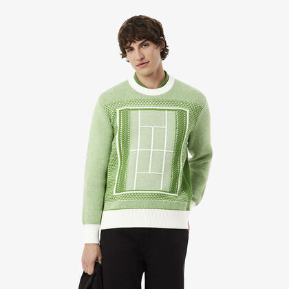 Tennis Court Graphic Jacquard Sweater