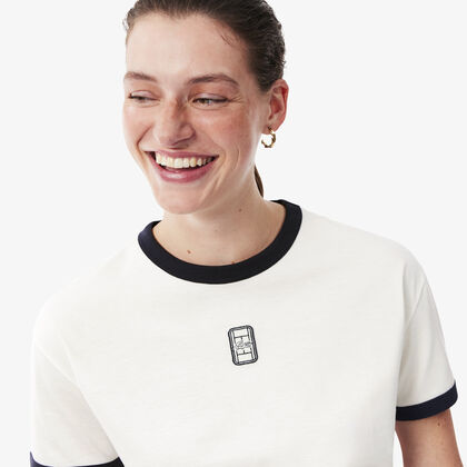 lacoste embroidered badge jersey t shirt