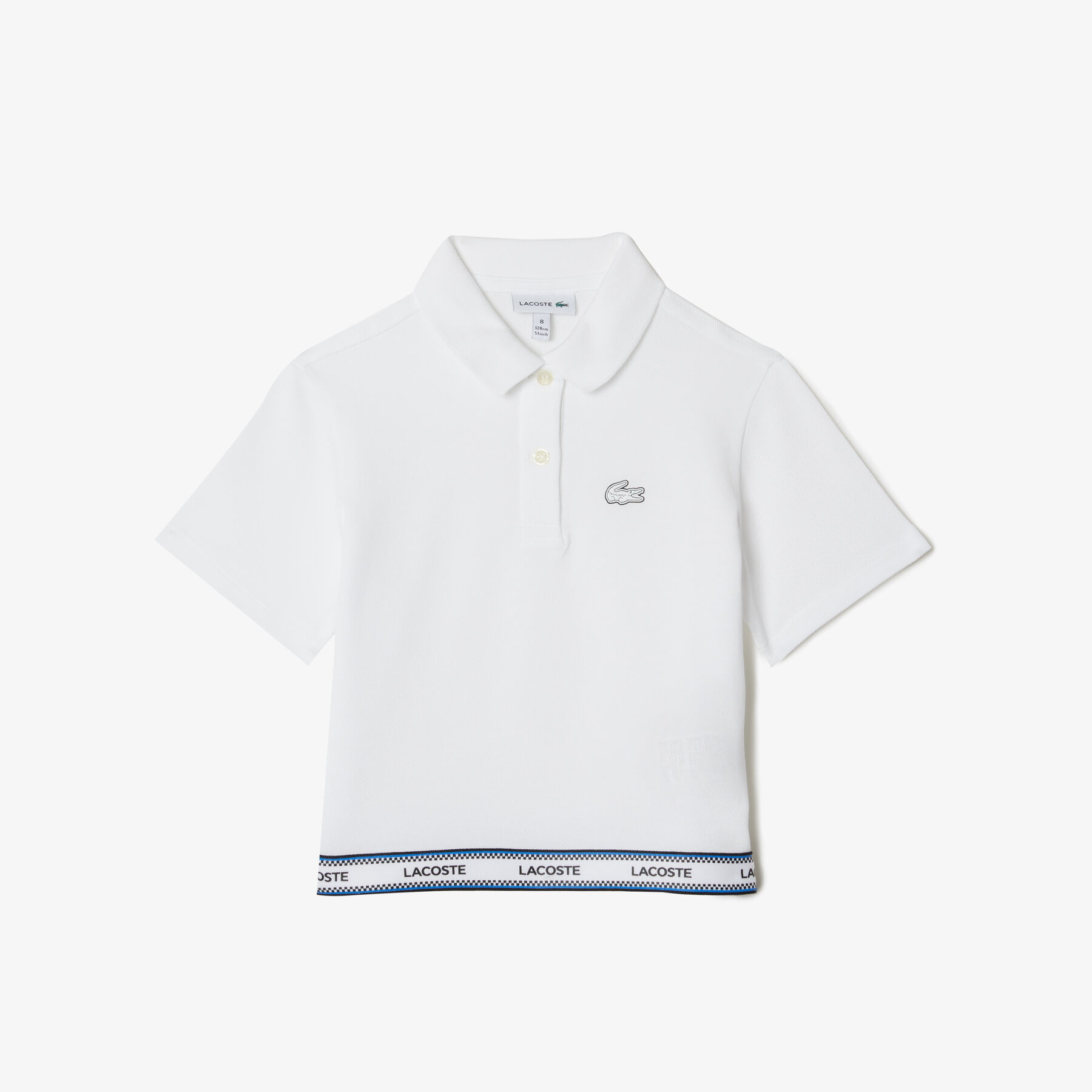 girls  lacoste printed band cotton piqu  cropped polo shirt