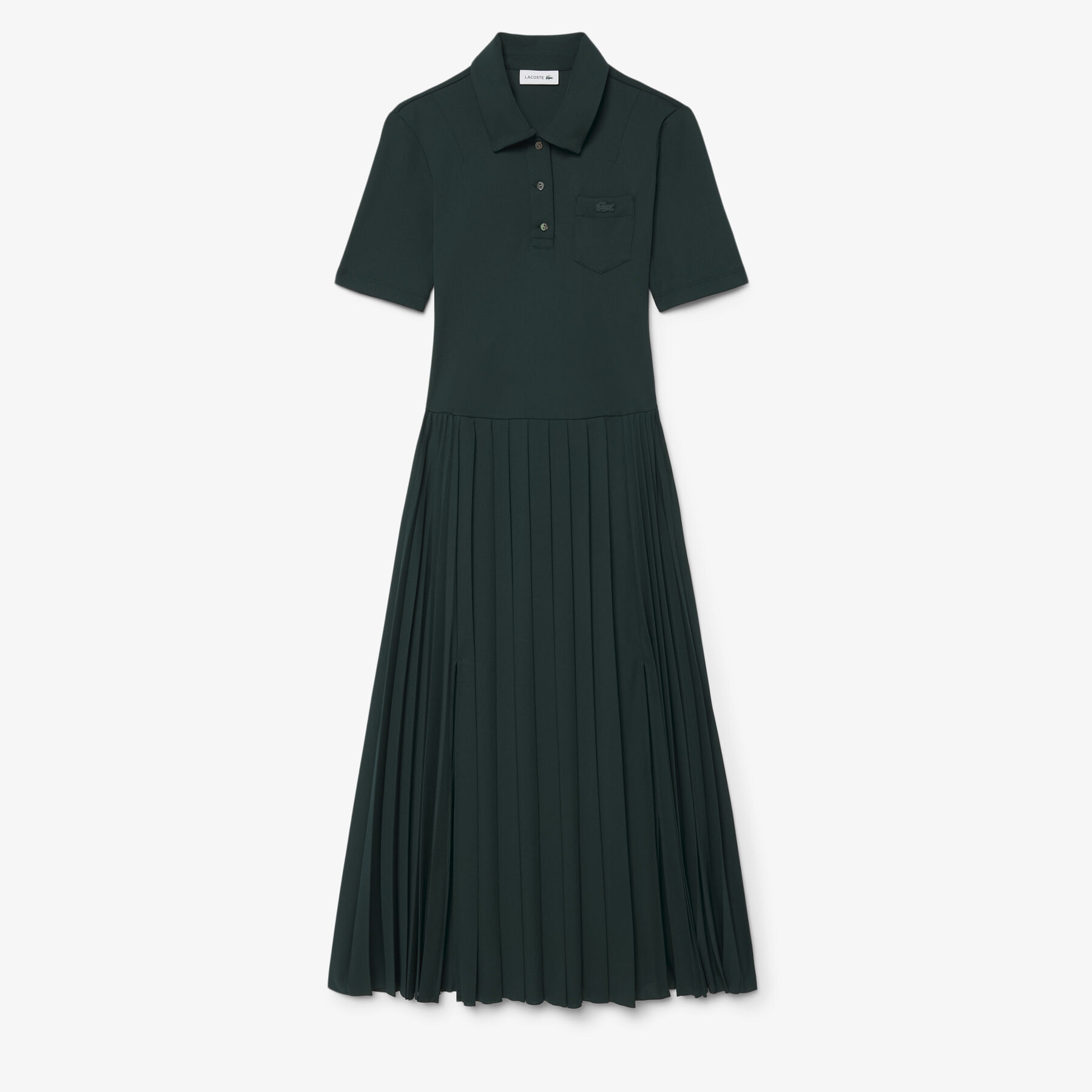 Pleated Fluid Jersey Polo Collar Dress lacoste pleated fluid jersey polo collar dress