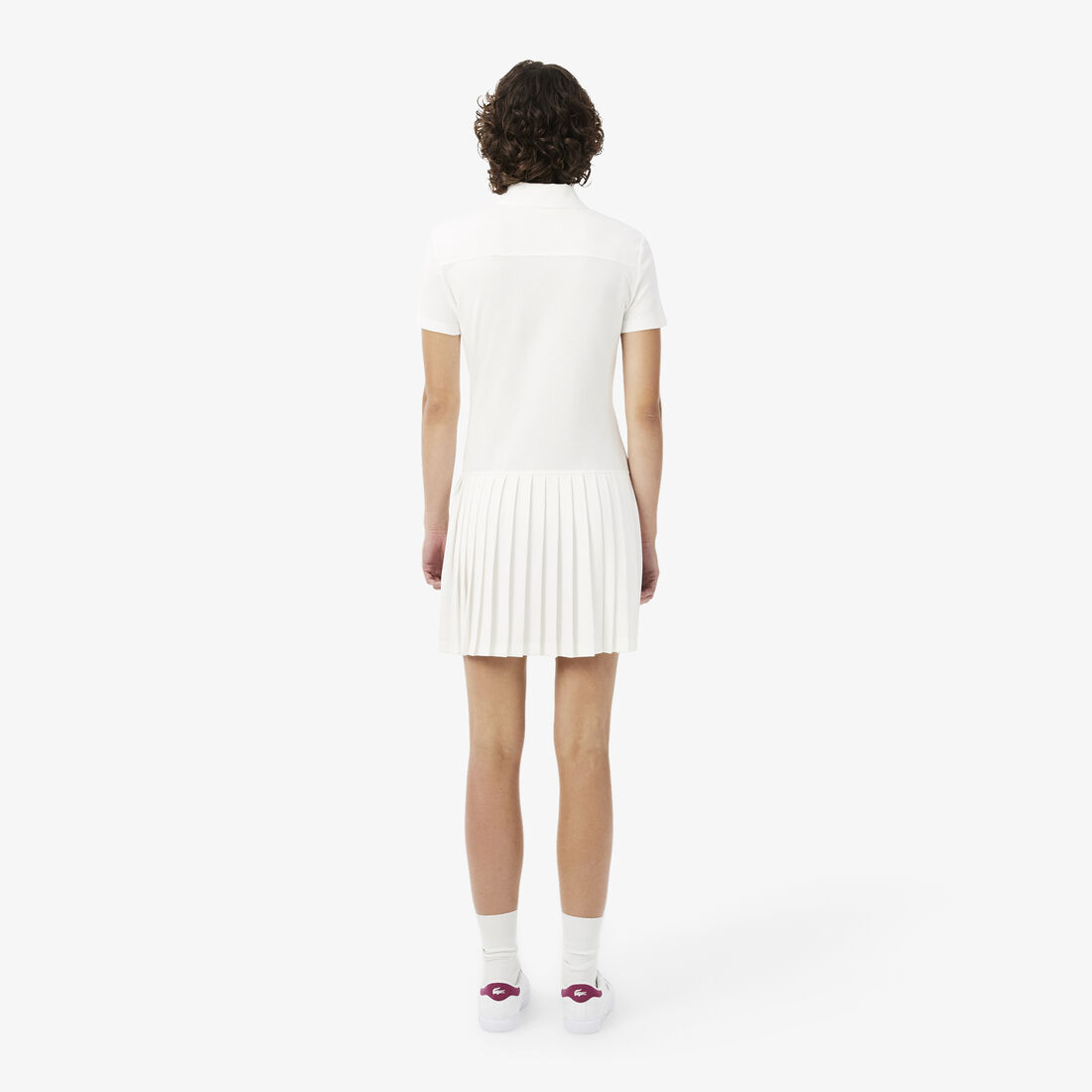 lacoste stretch pique pleated polo dress