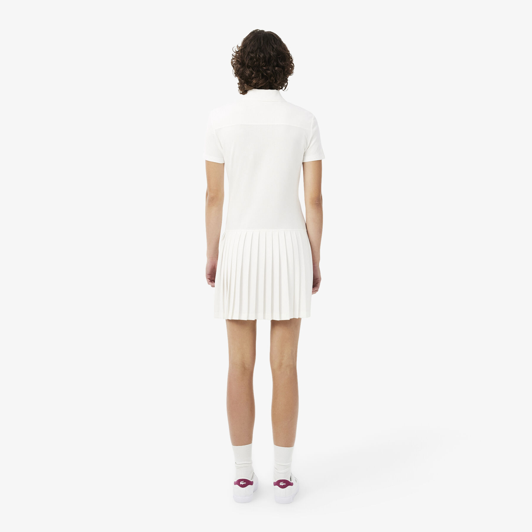 lacoste stretch pique pleated polo dress
