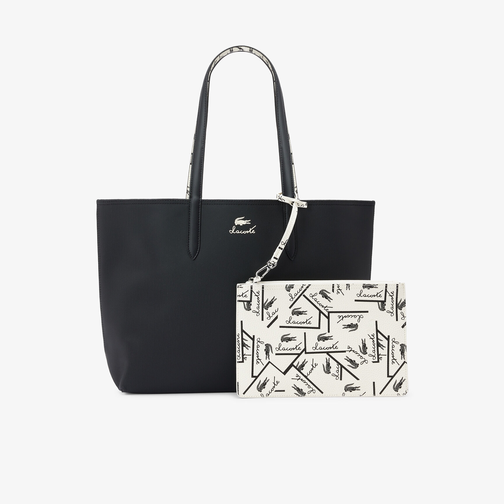 Reversible Anna Tote with Signature, Black | LACOSTE QA