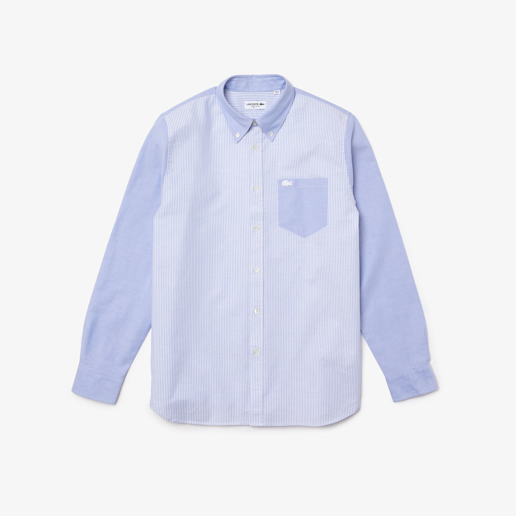 قميص رجالي من قطن أكسفورد مقلم بقصة عادية