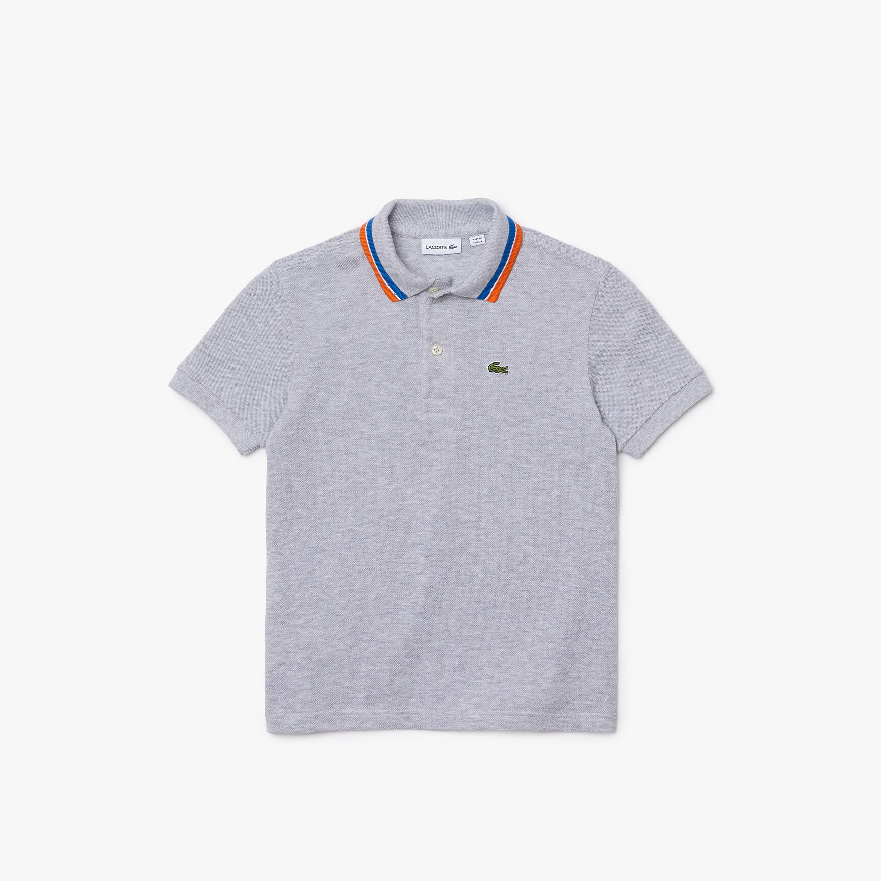 Boys' Lacoste Tricolour Collar Cotton Petit Pique Polo