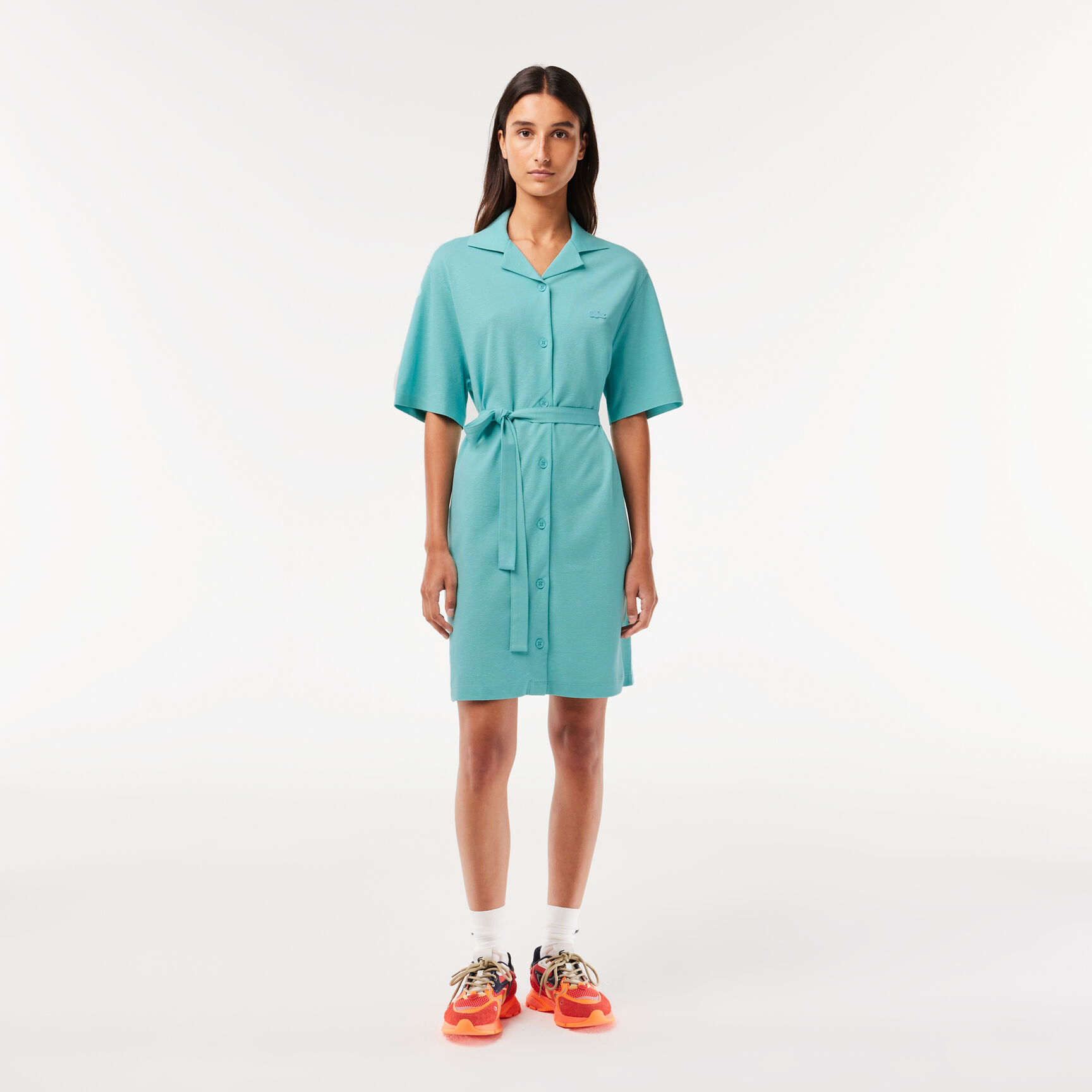 Women’s Lacoste Linen/Cotton Blend Belted Button Dress Women’s Lacoste Linen/Cotton Blend Belted Button Dress