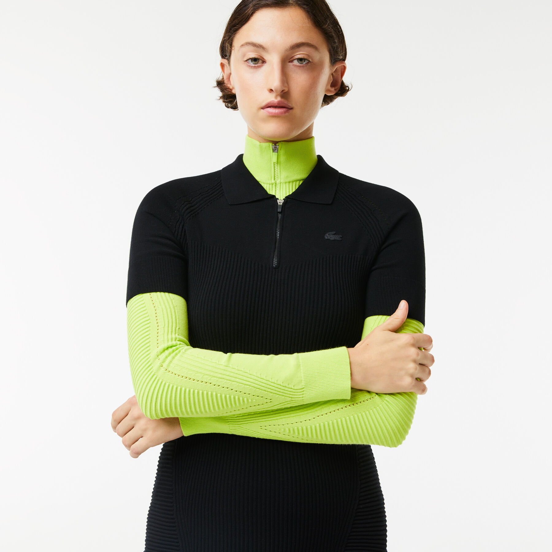Women's Lacoste Knit Details Front Zip Dress women s lacoste knit details front zip dress