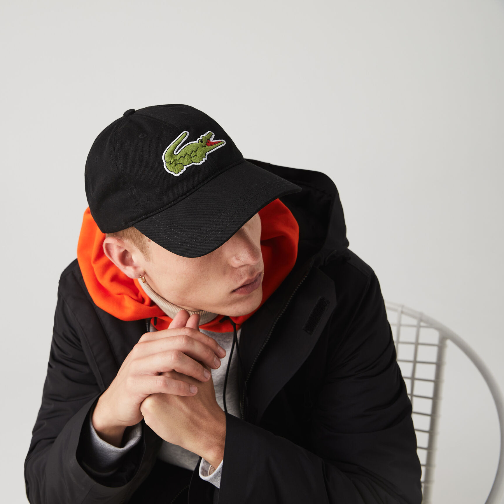 Men's Contrast Strap And Oversized Crocodile Cotton Cap Men's Contrast Strap And Oversized Crocodile Cotton Cap