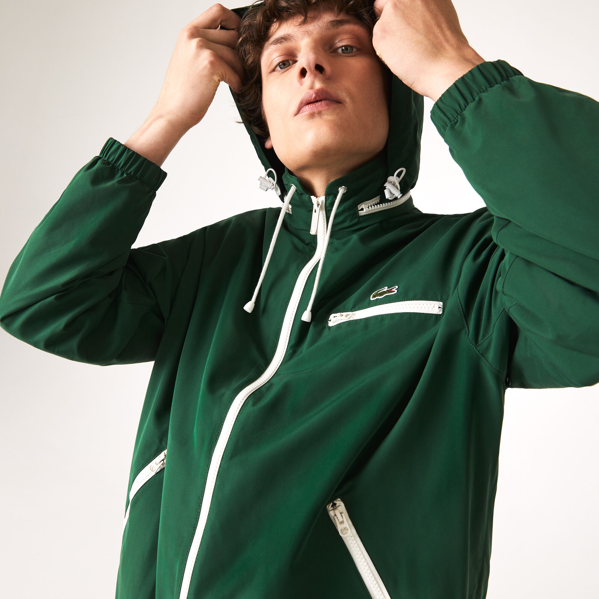 Buy Men s Lightweight Water Resistant Hooded Windbreaker Lacoste QA