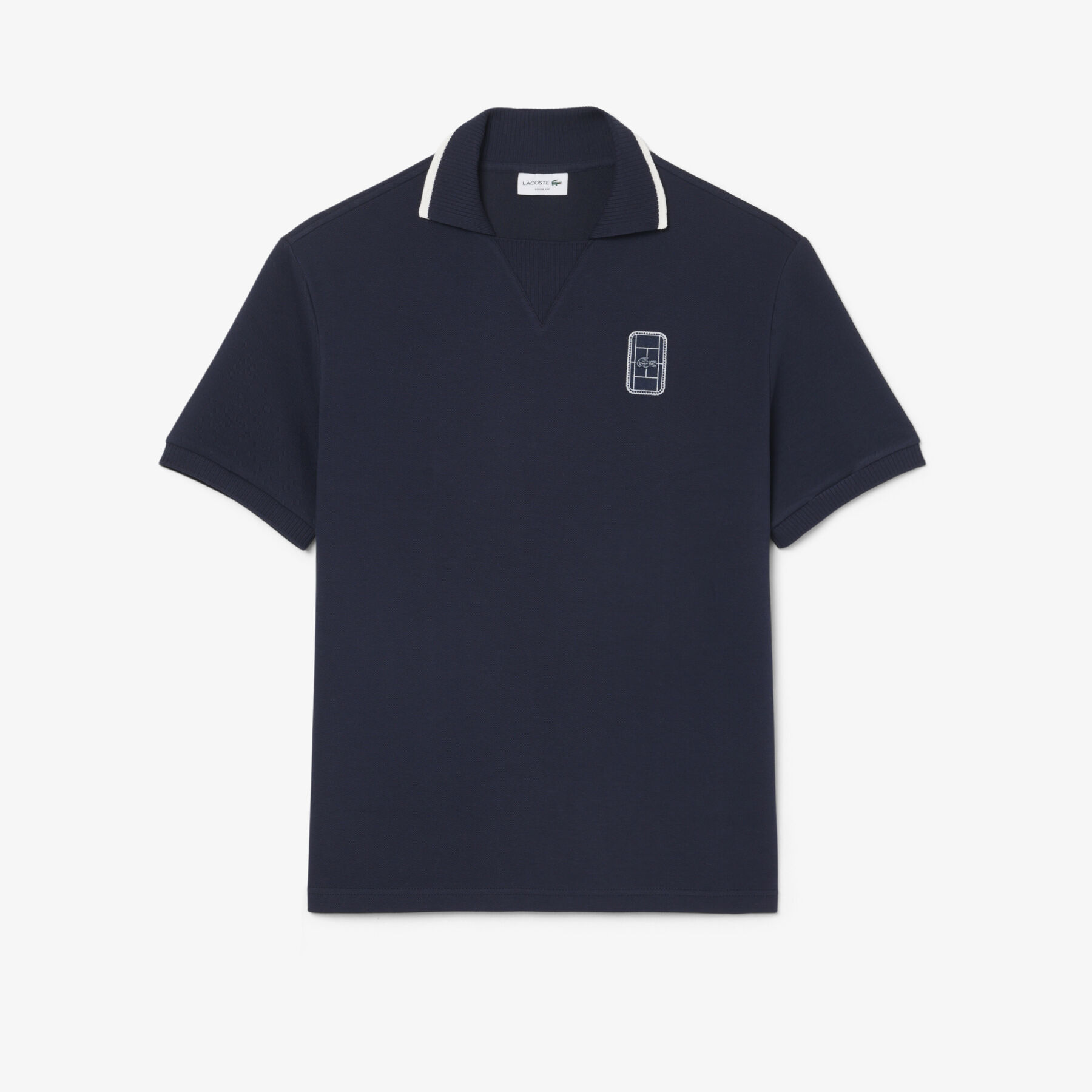 Loose Fit Embroidered Badge Pique Polo Shirt lacoste loose fit embroidered badge pique polo shirt